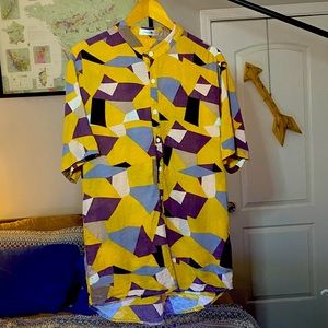 Patterned Short Sleeve Button Down